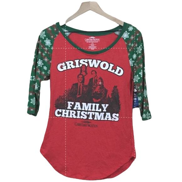NWT National Lampoon's Christmas Vacation Raglan Tee - Red - Large - Picture 5 of 9